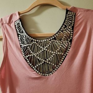 I'm too you body suit top in pink and bling !